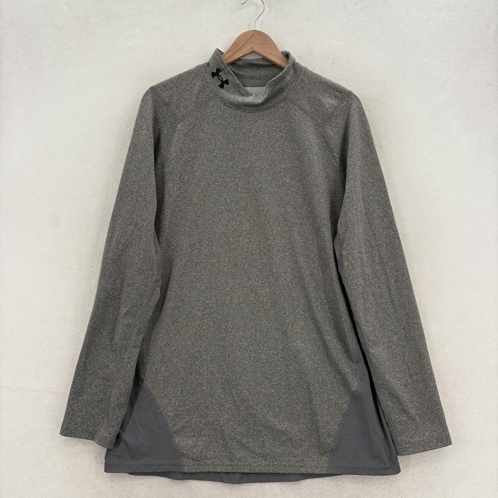 Under Armour ColdGear Armour Fitted Mock Mens XL Gray Long Sleeve Thermal Gym